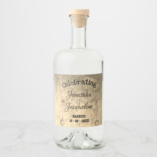 Rustige Chic Custom Wedding Liquor Bottle-labels Likeurfles Etiket (Voorkant)