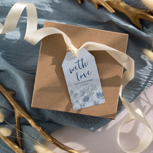 Rustige Chic Dusty Blue Wedding Favor Gift Labels Cadeaulabel