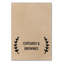 Rustige Chic Faux Kraft Calligraphy Food Tent Kaar Kaart