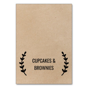 Rustige Chic Faux Kraft Calligraphy Food Tent Kaar Kaart