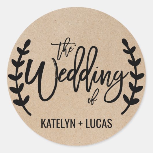 Rustige Chic Faux Kraft Wedding Envelope zegels (Voorkant)