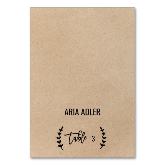 Rustige Chic Faux Kraft Wedding Escort Place Cards Kaart (Voorkant)