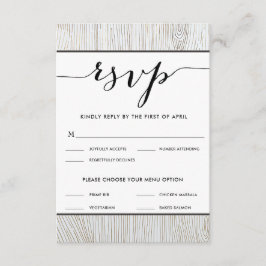Rustige Chic Gold Wood Wedding RSVP-menuopties RSVP Kaartje
