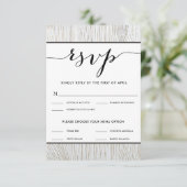 Rustige Chic Gold Wood Wedding RSVP-menuopties RSVP Kaartje (Staand voorkant)