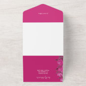 Rustige Chic Hot Pink Waterverf Flowers All In One Uitnodiging (Buitenkant)