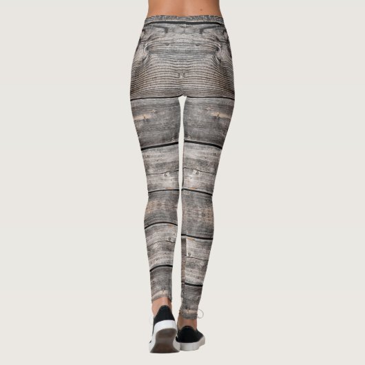 rustige chic SIMPLY LOVED script op barnwood | Leggings (Achterkant)