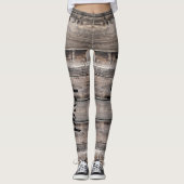 rustige chic SIMPLY LOVED script op barnwood | Leggings (Voorkant)