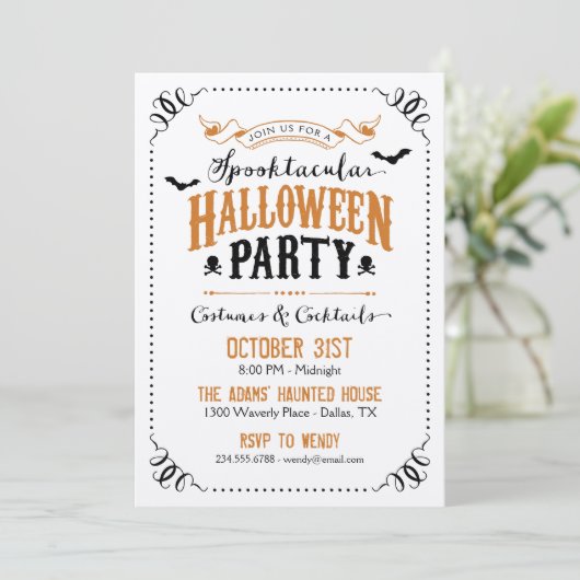 Rustige Chic Spooktacular Halloween Party Kaart (Staand voorkant)