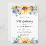 Rustige Chic Sunflower Blue Floral Vrouw Birthday  Kaart<br><div class="desc">Pas deze rustige uitnodiging voor bloemen voor bloemen op uw eigen tekst gemakkelijk en snel aan,  druk op de knop Aanpassen om de stijl en plaatsing van de tekst verder te herschikken en te formatteren.  Alle teksten zijn bewerkbaar.  Overeenkomende objecten in de winkel!  c) de Happy Cat Studio.</div>