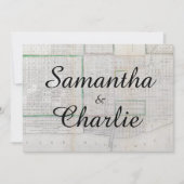 Rustige  Chicago Map Wedding Invitation Kaart (Voorkant)