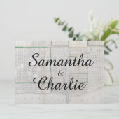 Rustige  Chicago Map Wedding Invitation Kaart (Staand voorkant)