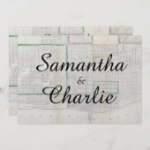 Rustige  Chicago Map Wedding Invitation Kaart (Voorkant / Achterkant)