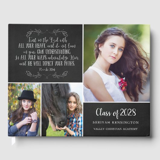 Rustige Christelijke Bijbelverse Afstuderen Foto Gastenboek (Voorkant)