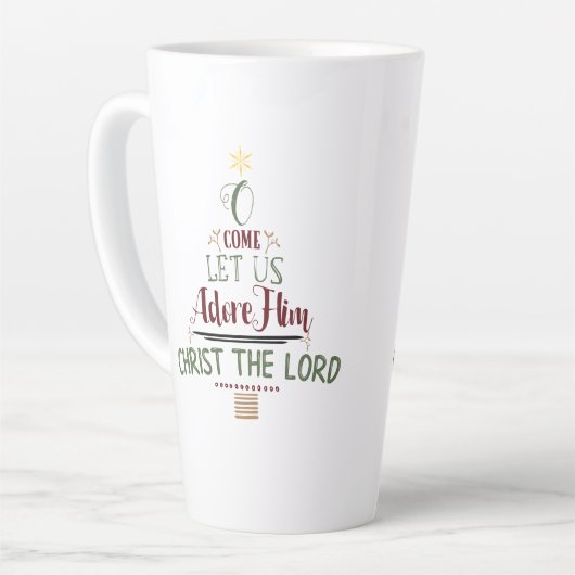 Rustige Christelijke kerstcaroltypografie Latte Mok (Linkerhoek)