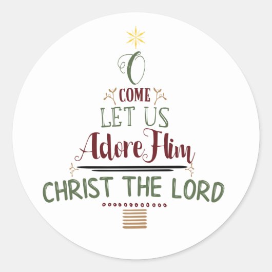 Rustige Christelijke kerstcaroltypografie Ronde Sticker (Voorkant)