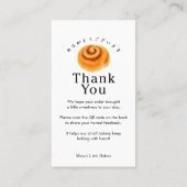 Rustige Cinnamon Roll Laat een Review QR Code Visitekaartje (Achterkant)