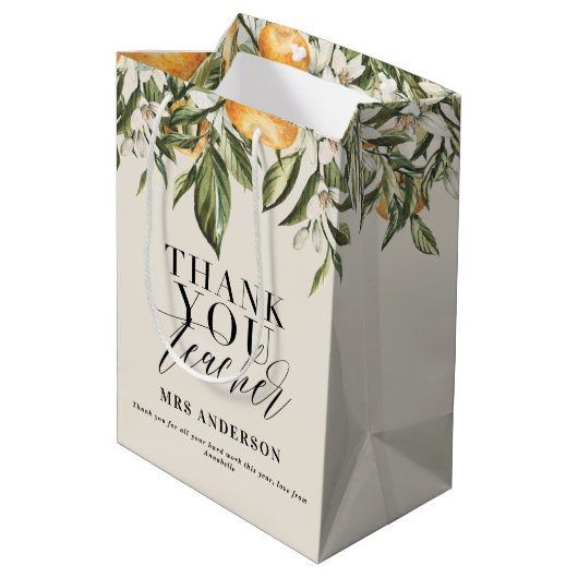 Rustige citrusvruchten oranje botanisch bedankt, l medium cadeauzakje (Achterkant Gekanteld)