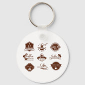 Rustige Coffee Shop Retro Cafe Branding Sleutelhanger (Achterkant)