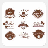 Rustige Coffee Shop Retro Cafe Branding Vierkante Sticker (Voorkant)