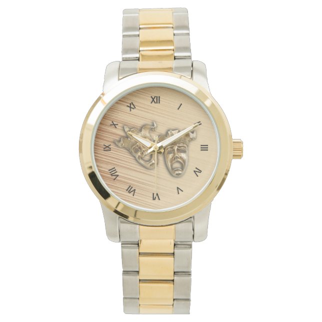 Rustige comedy- en tragedie-theatermaskers horloge (Voorkant)
