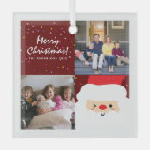 Rustige Confetti met rode kerst en foto's van de k Glas Ornament (Voorkant)