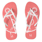 Rustige Coral Anchor Monogram Teenslippers (Voetbed)