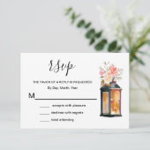 Rustige Coral Roos Gold Lantern Floral RSVP (Staand voorkant)