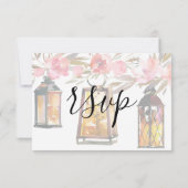 Rustige Coral Roos Gold Lantern Floral RSVP (Achterkant)