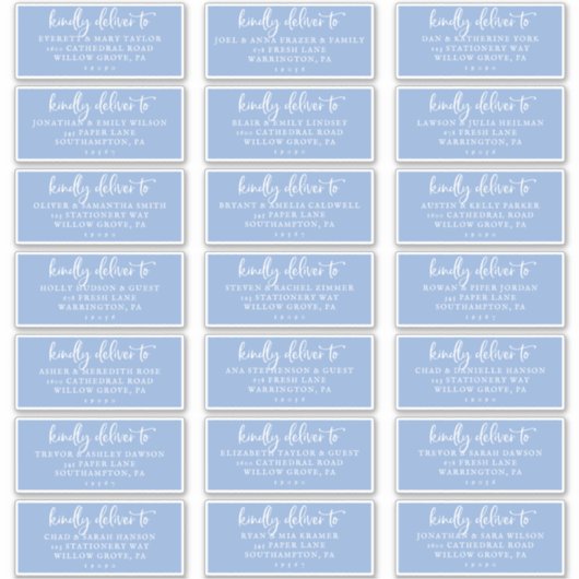 Rustige Cornflower Blue Guest Adresetiketten Sticker (Voorkant)