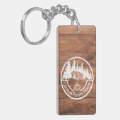 Rustige cottage, blokhut, schuur | Aangepaste fami Sleutelhanger (Voorkant Links)