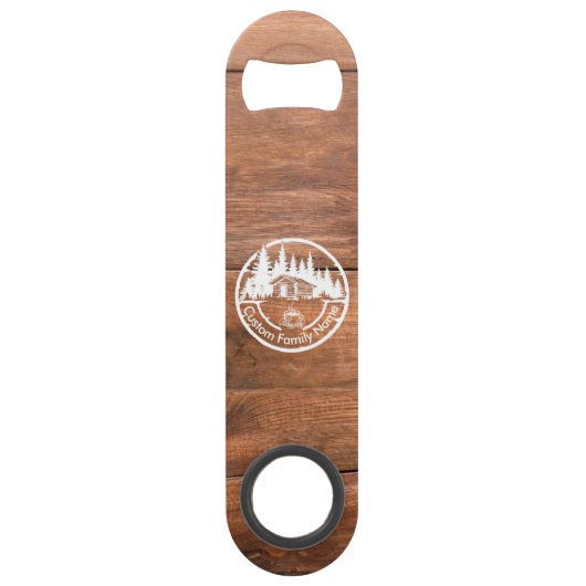 Rustige cottage, blokhut, schuur | Aangepaste fami Speed Flessenopener (Voorkant)