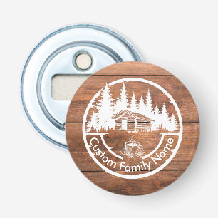 Rustige cottage blokhut schuur   Aangepaste famili Button Flesopener