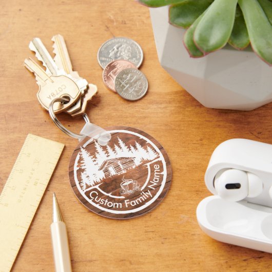 Rustige cottage blokhut schuur | Aangepaste famili Sleutelhanger (Bureau)