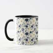 Rustige Cottagecore Blauwe Bloementuin Mok (Links)