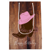 Rustige country Cowgirl Boots & Pet Barn Wood Plan Medium Cadeauzakje (Achterkant)