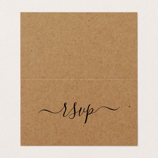 Rustige Country Kraft Simple Script Photo RSVP Car Visitekaartje (Buitenkant ongevouwen)