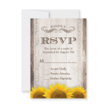 Rustige Country Lace Barn Wood Sunflower RSVP-kaar