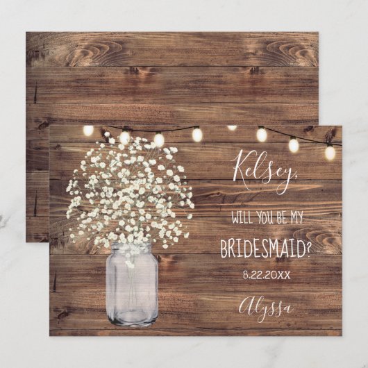 Rustige Country Wedding Bridal Party-kaartje Bedankkaart (Voorkant / Achterkant)