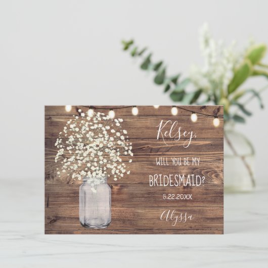 Rustige Country Wedding Bridal Party-kaartje Bedankkaart (Staand voorkant)