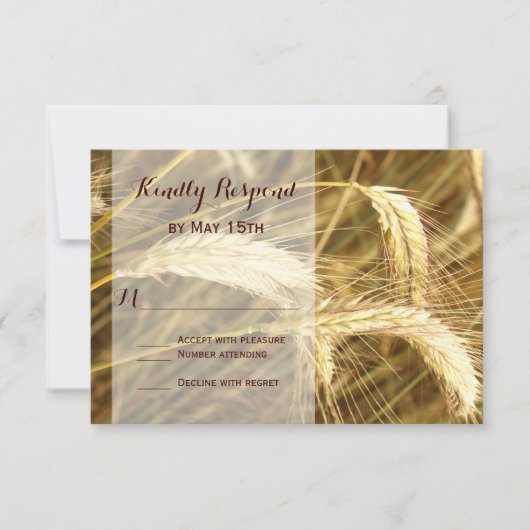 Rustige country wheat field Boerderij Wedding RSVP (Voorkant)
