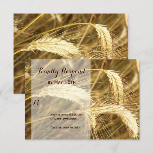 Rustige country wheat field Boerderij Wedding RSVP (Voorkant / Achterkant)