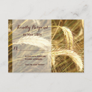 Rustige country wheat field Boerderij Wedding RSVP Kaartje