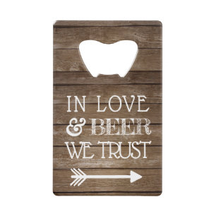 Rustige Country Wood Kijk Wedding Beer Creditkaart Flessenopener