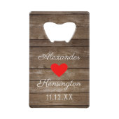Rustige Country Wood Kijk Wedding Beer Creditkaart Flessenopener (Achterkant)