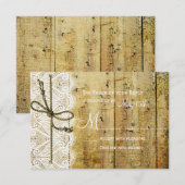 Rustige country wood Lace Square Wedding RSVP-kaar RSVP Kaartje (Voorkant / Achterkant)