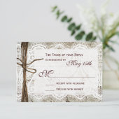 Rustige country wood Wedding RSVP-kaarten RSVP Kaartje (Staand voorkant)