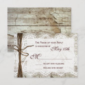 Rustige country wood Wedding RSVP-kaarten RSVP Kaartje (Voorkant / Achterkant)