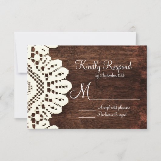 Rustige country wood Wedding RSVP-kaarten RSVP Kaartje (Voorkant)