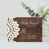 Rustige country wood Wedding RSVP-kaarten RSVP Kaartje (Staand voorkant)