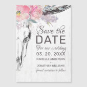 Rustige Cow Skull Blush Floral Boho Save the Date (Voorkant)